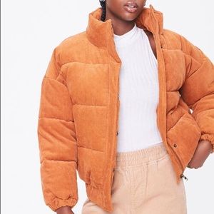 Corduroy Puffer Jacket Rust Orange 
